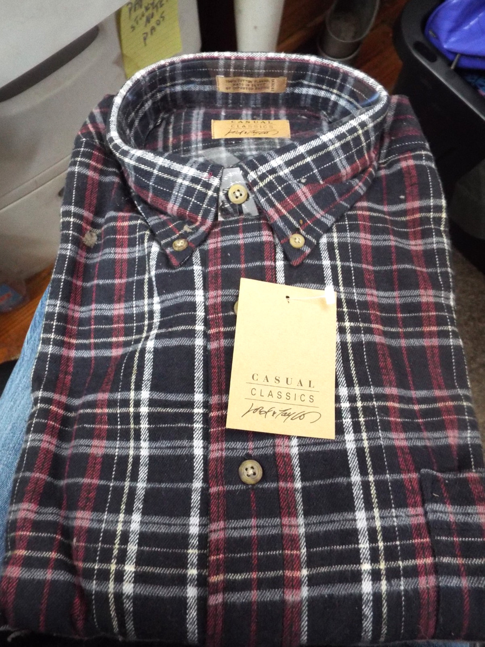 Vintage Lord & Taylor Casual Classics Plaid Flannel Shirt L 100% Cotton Egypt